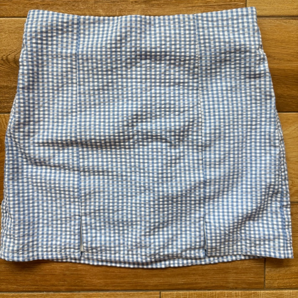 No Boundaries Blue and White Checkered Pencil Skirt